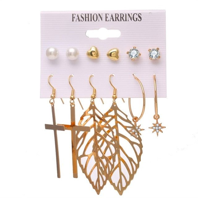 FNIO Statement Gold/Sliver Big Bamboo Circle Hoop Earrings For Women Hip Hop Earrings set Classic Jewelry 3pcs/set