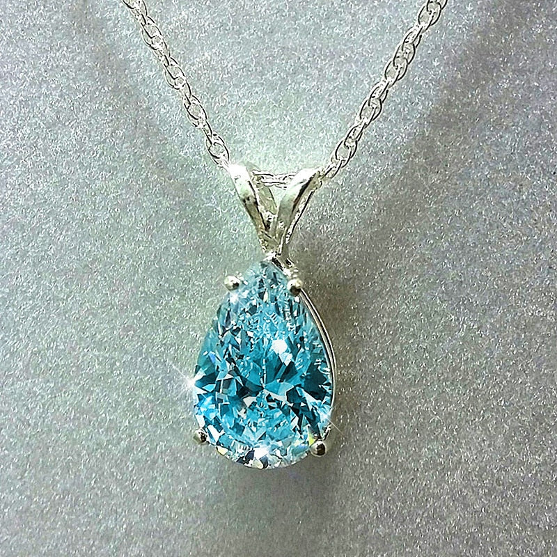 Huitan Water Drop Cubic Zirconia Crystal Women's Necklace Simple and Elegant Female Accessories Gift Wedding Jewelry 2021 Trendy