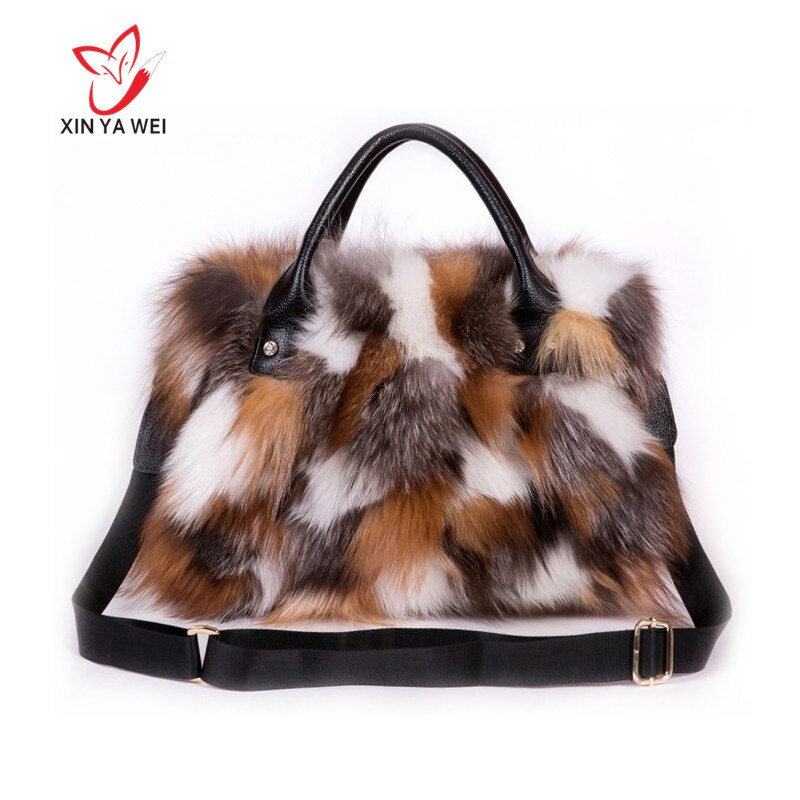 Big bag made of fox fur, new Women Luxury bag made of genuine Fox fur, large size, crossbody bag, Gift diagonal package
