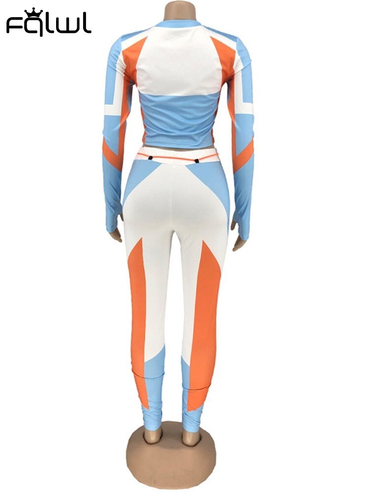 FQLWL Streetwear Tracksuit Joggers Women 2 Two Piece Set Outfits Tshirt Crop Top Female Fall 2020 Sweat suit Matching Sets Women