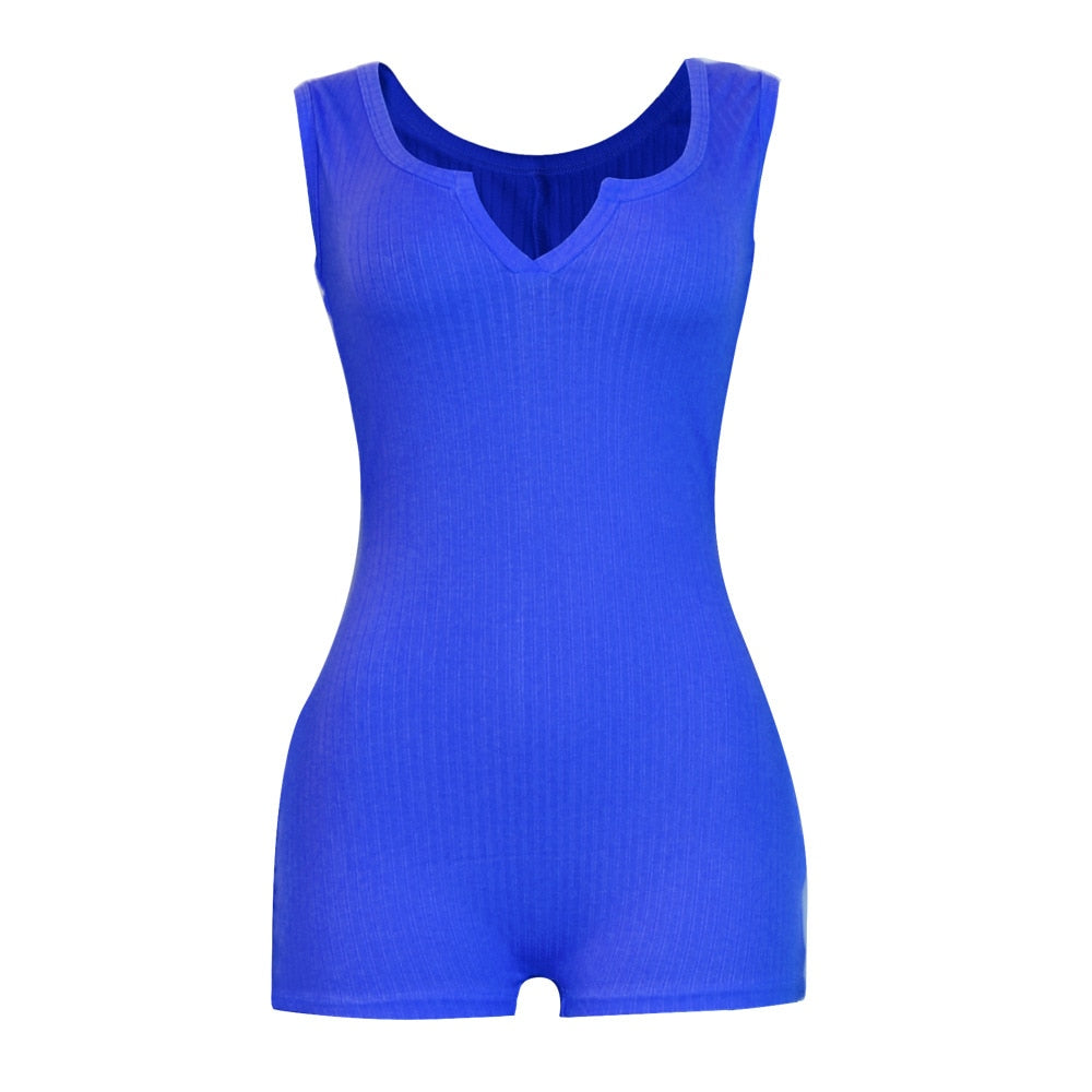 hirigin Fitness Casual Playsuit Bodysuit Women Clothes Sleeveless V-neck Rompers Women Jumpsuit Shorts Sportwear Overalls 2021