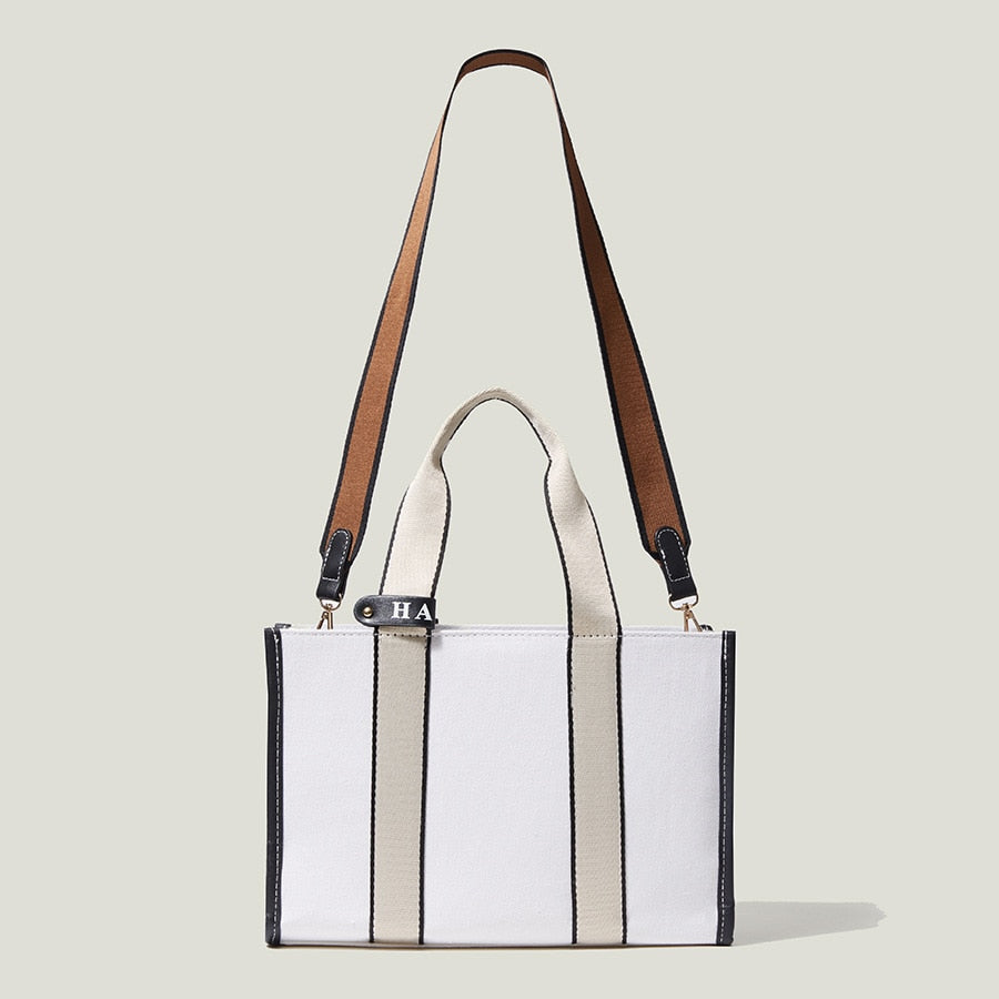 Casual Striped Canvas Large Tote Bag Designer Women Handbags Luxury Shoulder Crossbody Bags Big Shopper Purse Travel Sac Ol 2022