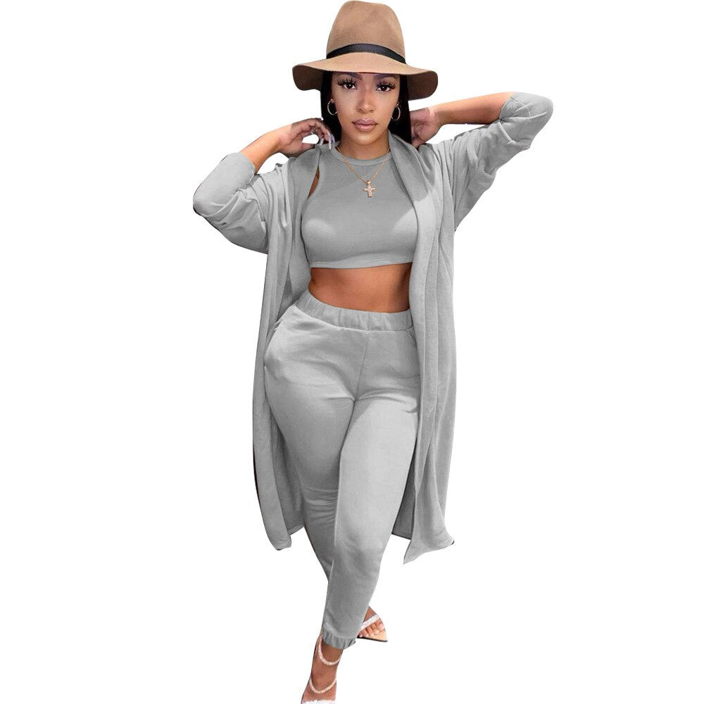 ANJAMANOR 3 Piece Set Cardigan Pants Sets Matching Sets for Women Casual Outfit Fall Winter Clothes Cozy Lounge Wear D22-EB95