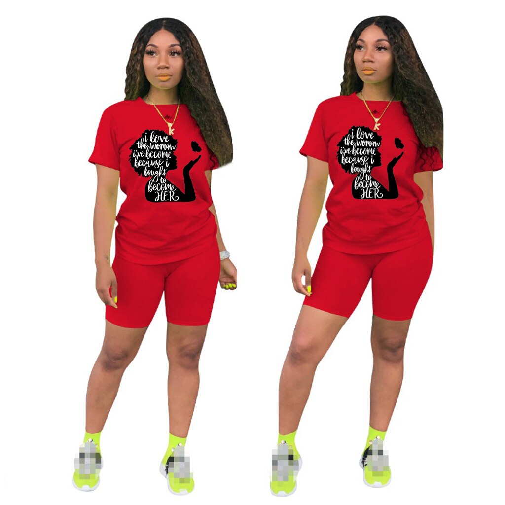 Two Piece Sets Womens Outifits O-Neck Pullover Short Sleeve Lettered T-Shirt Casual Tracksuit Legging Pants Women Short Sets