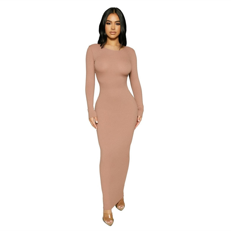Inwoman Ribbed Knitted Summer Black White Maxi Dress For Women 2022 Sexy Bodycon Long Dress Sundress Ladies Brown Wrap Dresses