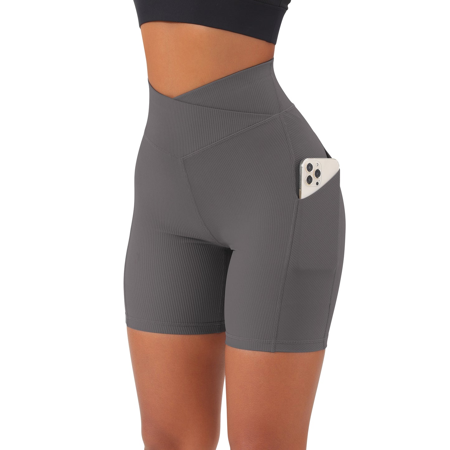 RUUHEE Leggings Women High Waist Yoga Sport Shorts Biker Shorts Women Sports Leggings For Fitness Cross Waist Pocket Yoga Pant