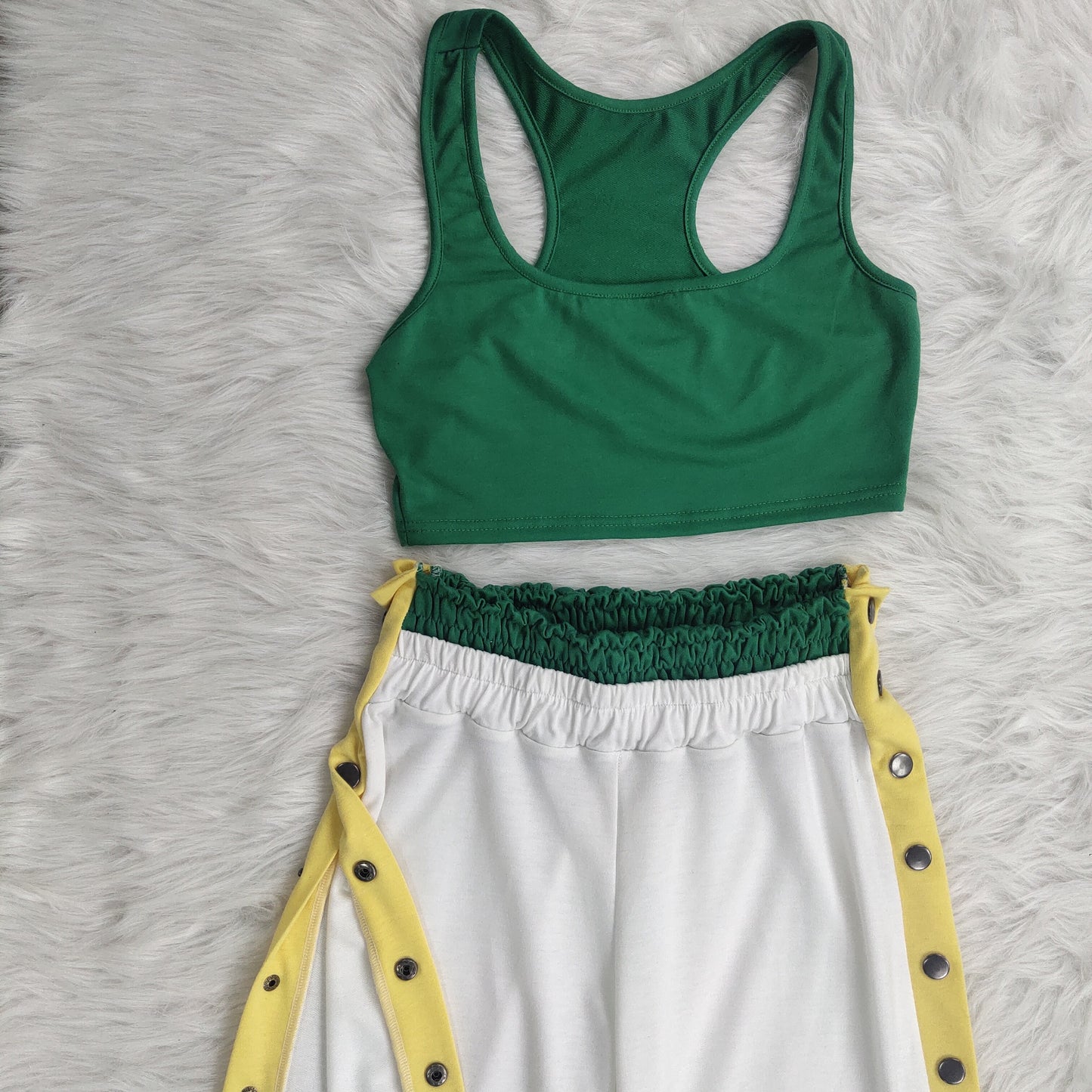OLOMLB  Women's Vest Trousers Suit Y2k Clothes Harajuku  Women Side Button Slit Trousers Featured Multicolor High Waist