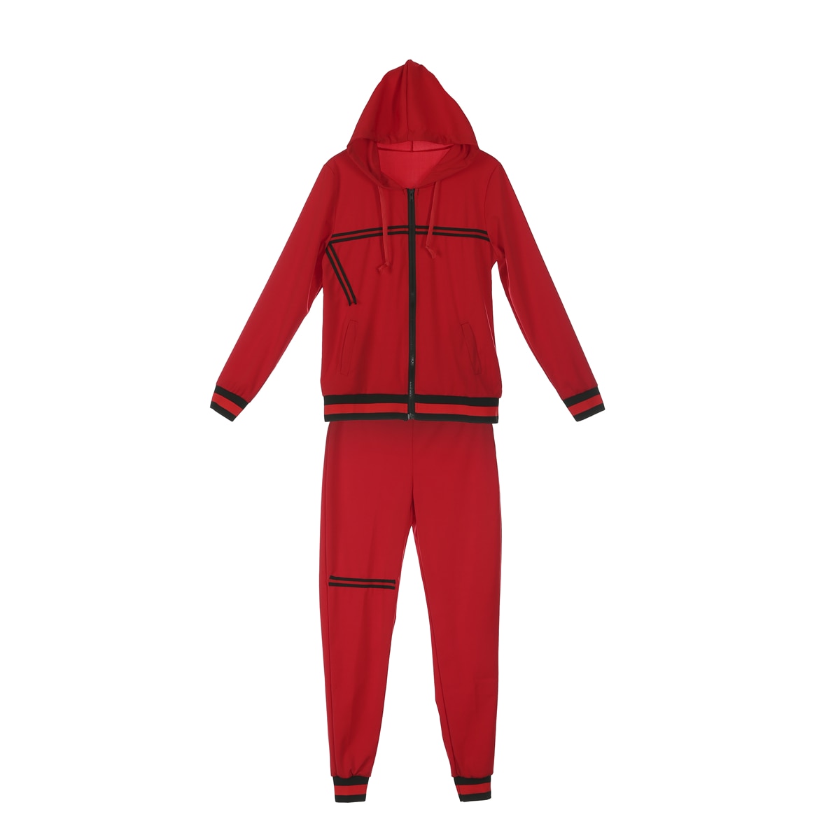 2021 Autumn Women's Sportswear 2pcs Women's Hooded Long Sleeve Zip Crop Tops Long Pants Trousers Loose Casual Clothes Set