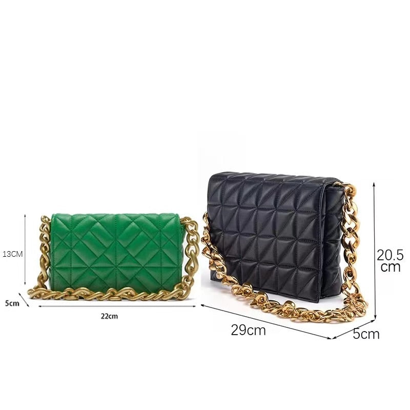 Women Diamond Lattice PU Messenger Bags Metal Chains Crossbody Hand Bag Causal Tote Flap Bag for zara woman Shoulder Bag