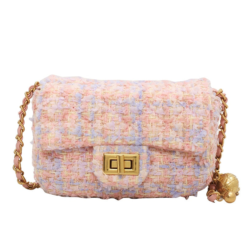 Cute Mini Woolen Shoulder Bag Design Branded Women Handbag Chain Fashion Crossbody Bag 2022 Hit Winter New Party Clutch