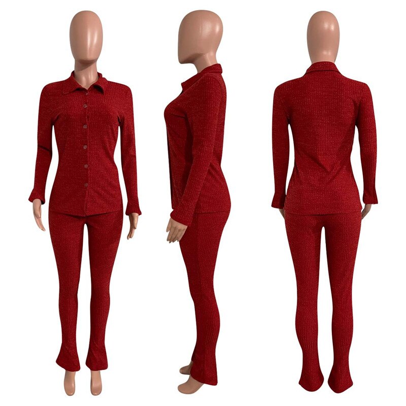 Autumn Women Knitted Tracksuit Long Sleeve Cardigan Sweater Skinny Pants Two Piece Set Ribbed Leggings Streetwear Outfits Ladies