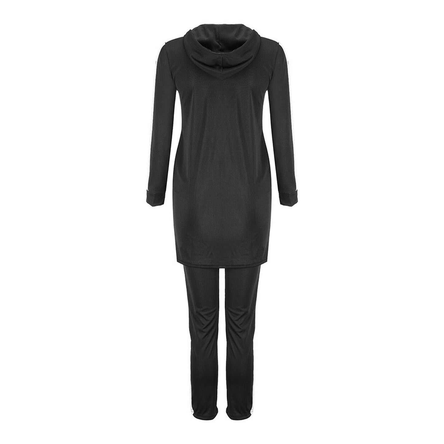 Ropa Mujer 2PC Women Long Sleeve Split Sweatshirt Set Casual Homewear Suit Long Hooded Pullover Tops+Trousers Sportswear Outfit