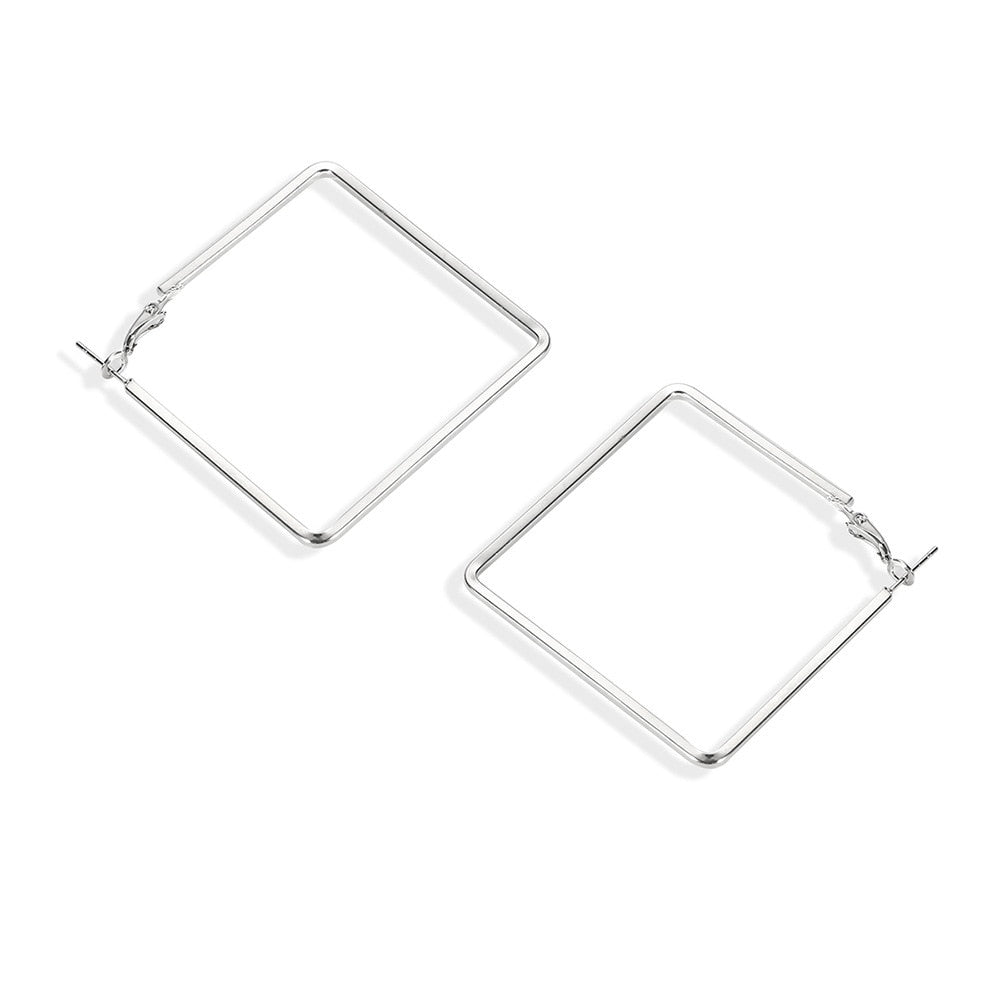BLIJERY Trendy Oversize Geometric Big Hoop Earrings For Women Basketball Brincos Exaggerated Large Square Earrings Punk Jewelry