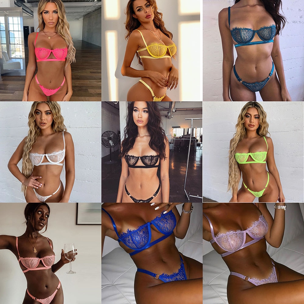Ellolace Lingerie Women's Underwear Sexy Erotic Underwire Bra Brief Set Women 2 Pieces Short Skin Care Kits Breves Exotic Sets