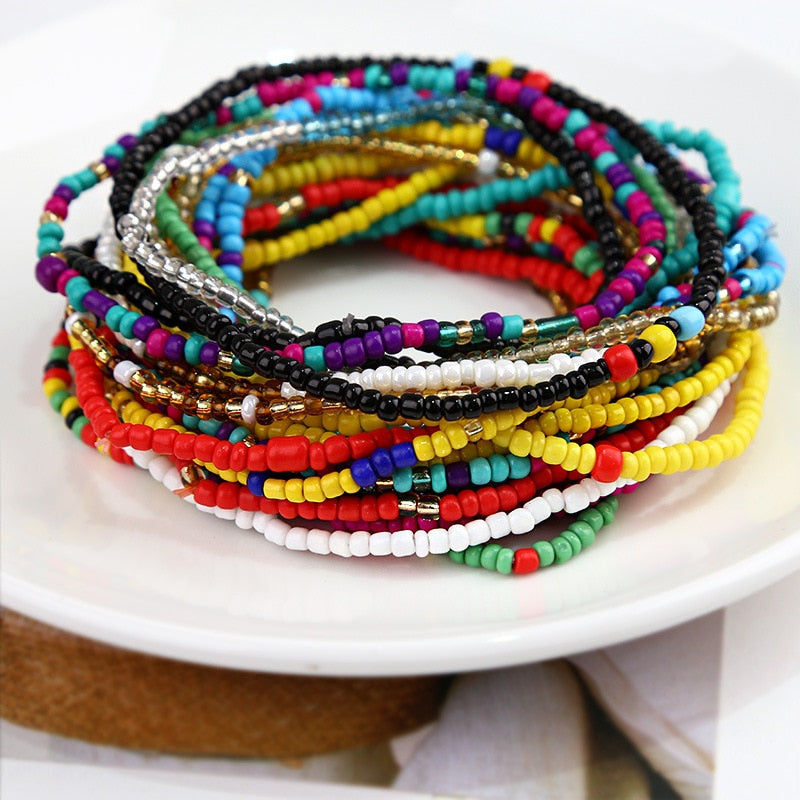 Color Rice Beads Ankle Bracelet Bohemian Mixed Irregular Beads anklets for Women Leg Bracelet Beach seaside Foot Fashion Jewelry