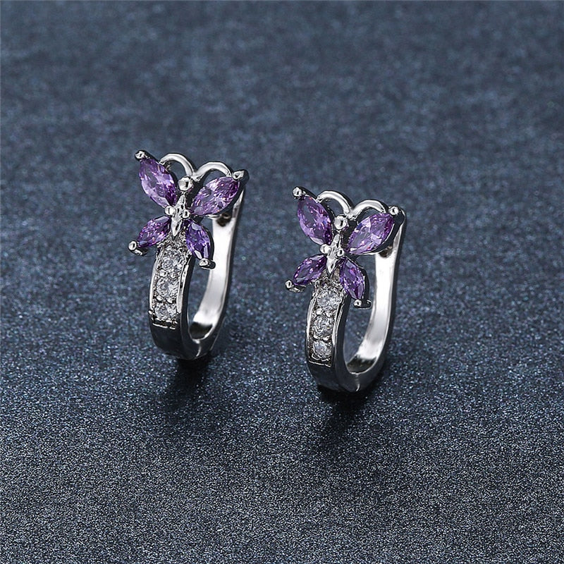 Blaike Cute Butterfly Hoop Earrings For Women AAA Zircon Gold Earring Charming Female Wedding Party Jewelry Birthday Gifts