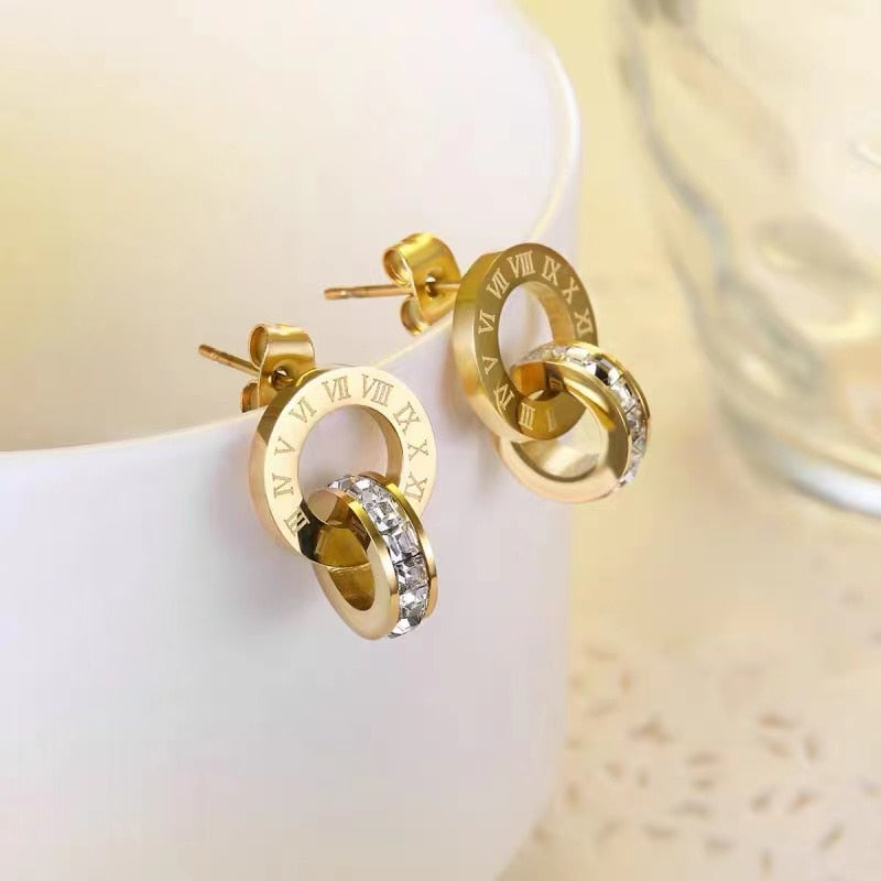 2021 Fashion Jewelry Luxury Gold Color Roman Hanging Numeral Choker Necklace For Women Party Stainless Steel Pendants Necklace