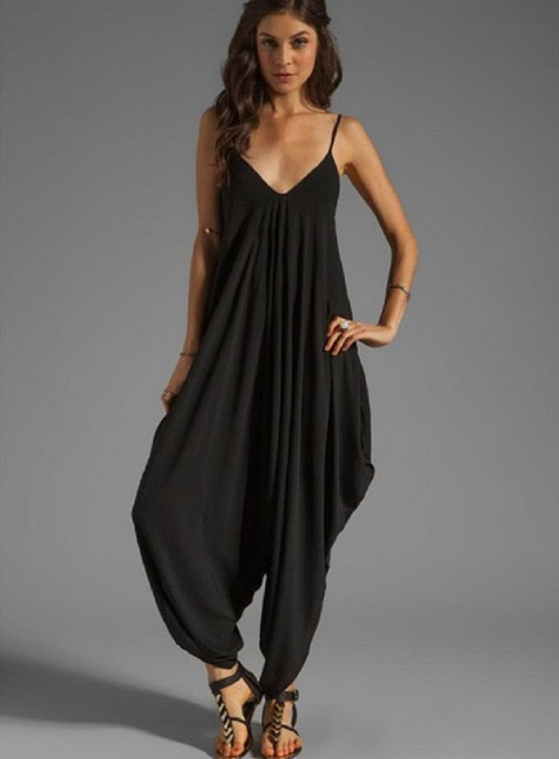 Harem Romper One-piece Jumpsuits Overalls Womens One-piece Playsuits Spaghetti Strap Sexy Deep V-Neck 8 Sizes