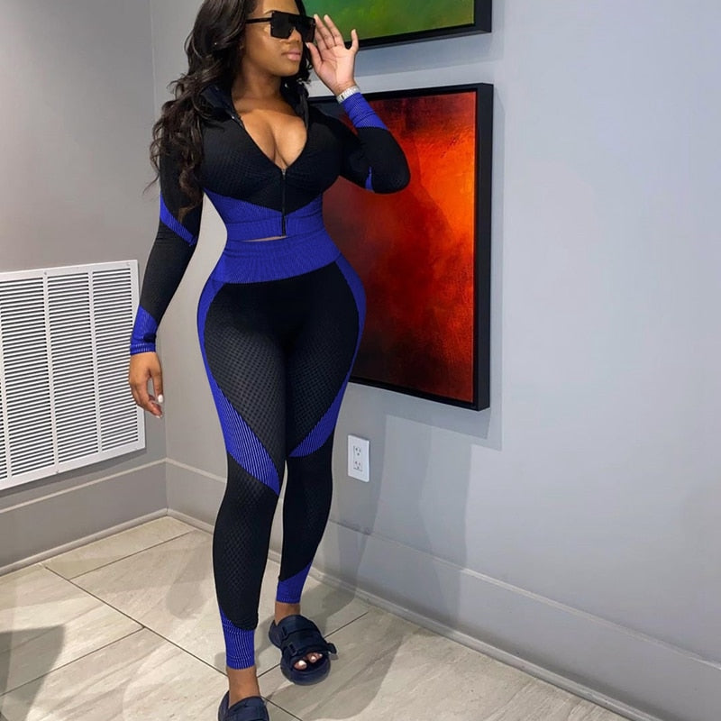 Plus Size Fashion Fall Two Piece Set Long Sleeve Crop Tops and Pants Outfits for Women Clothes Streetwear Tracksuit