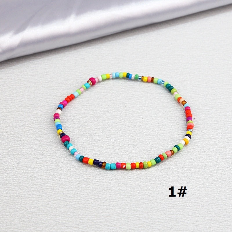 Color Rice Beads Ankle Bracelet Bohemian Mixed Irregular Beads anklets for Women Leg Bracelet Beach seaside Foot Fashion Jewelry