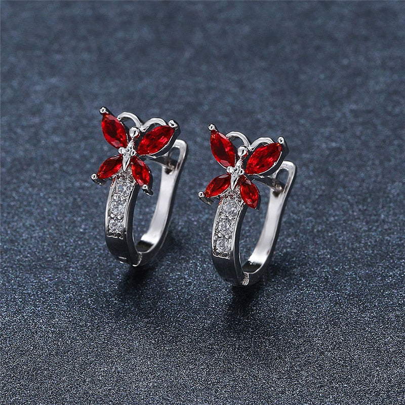 Blaike Cute Butterfly Hoop Earrings For Women AAA Zircon Gold Earring Charming Female Wedding Party Jewelry Birthday Gifts