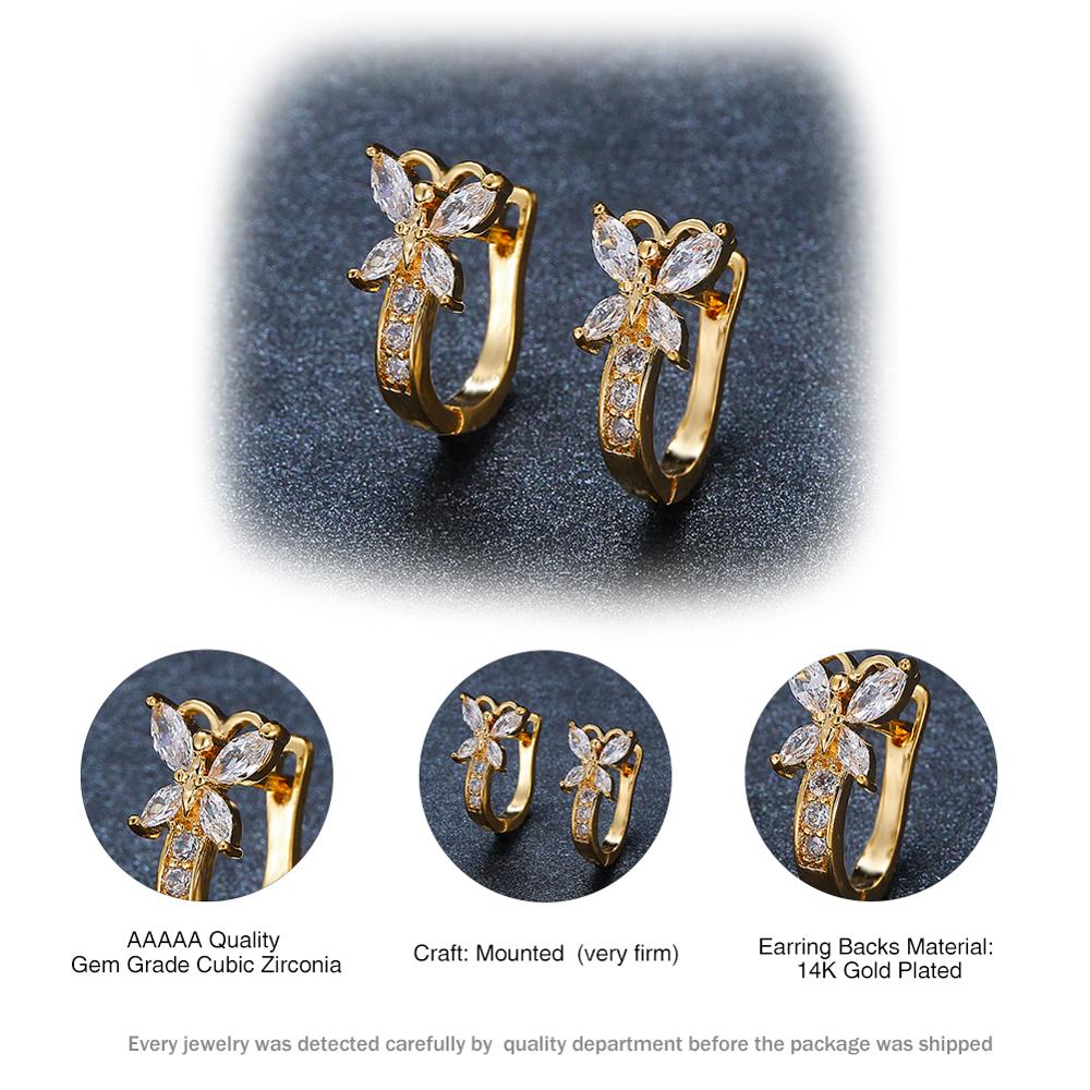 Blaike Cute Butterfly Hoop Earrings For Women AAA Zircon Gold Earring Charming Female Wedding Party Jewelry Birthday Gifts