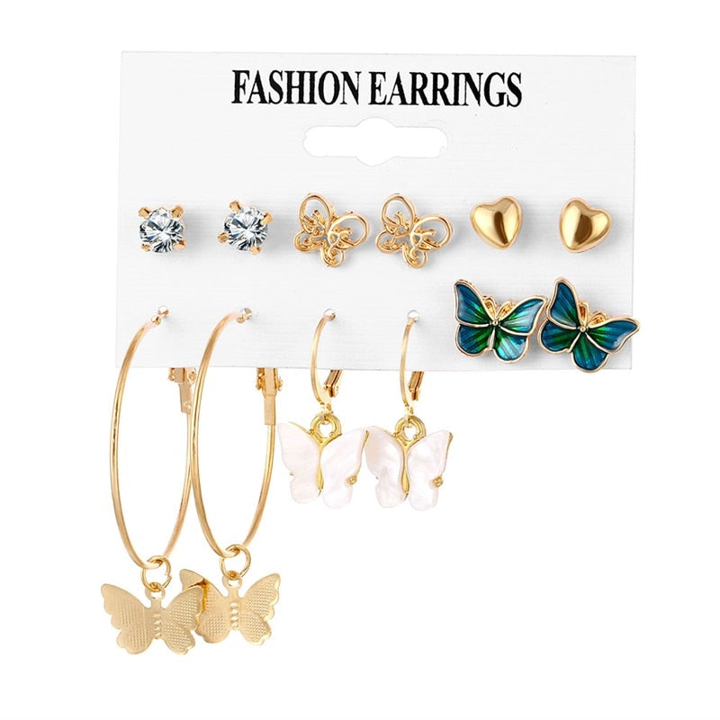 FNIO Statement Gold/Sliver Big Bamboo Circle Hoop Earrings For Women Hip Hop Earrings set Classic Jewelry 3pcs/set