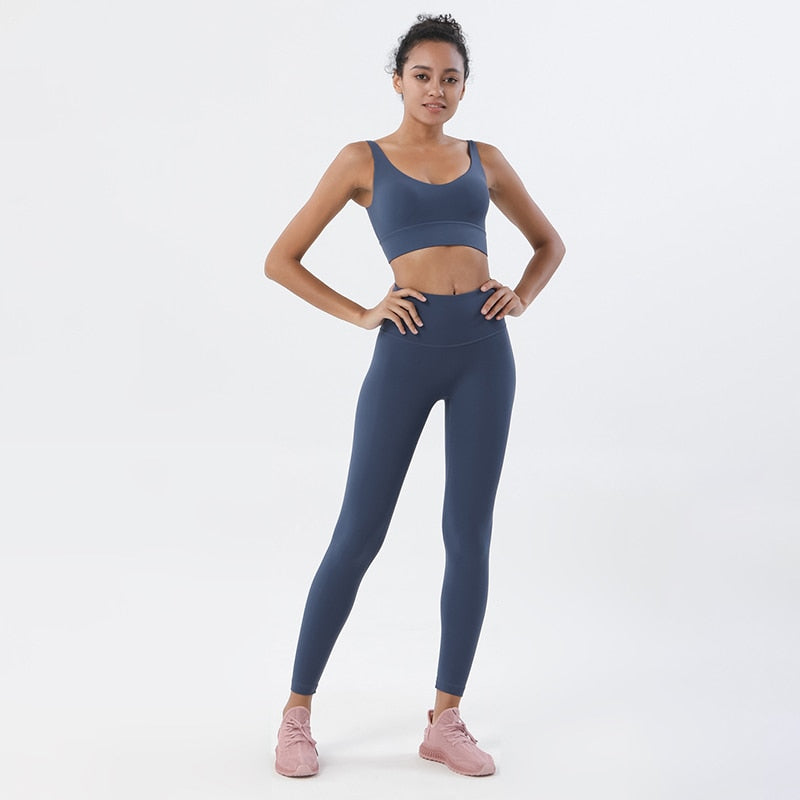 SOISOU 2022 New 2 Piece/set Tracksuits Women's Yoga Set Sports Suit Women Lounge Wear Crop Tops Sexy Women Leggings 14 colors
