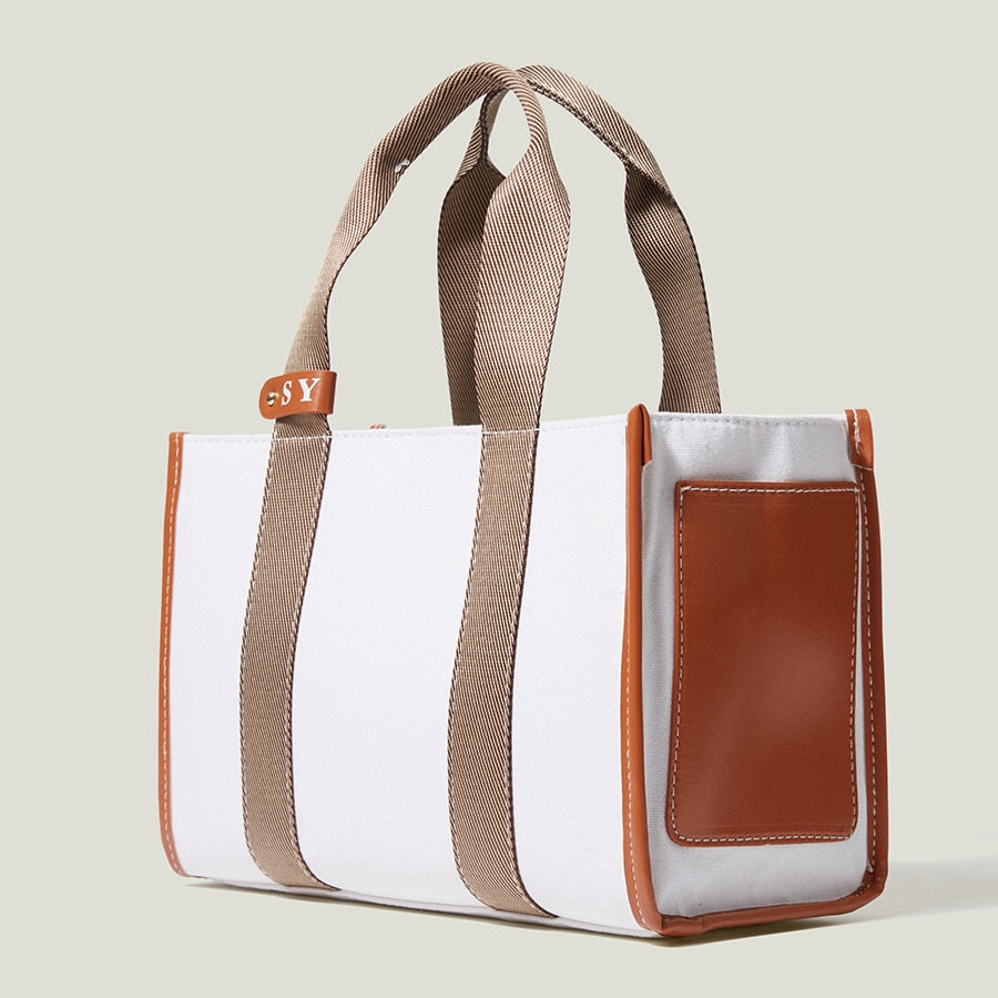 Casual Striped Canvas Large Tote Bag Designer Women Handbags Luxury Shoulder Crossbody Bags Big Shopper Purse Travel Sac Ol 2022