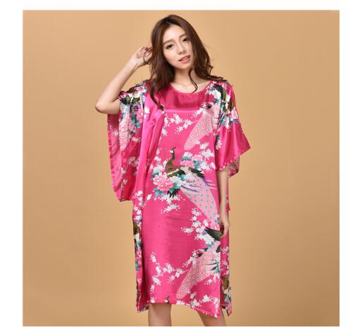 Plus Size Black Women's Summer Lounge Robe Lady New Sexy Home Dress Rayon Nightgown Large Loose Sleepwear Bathrobe Gown S002-B