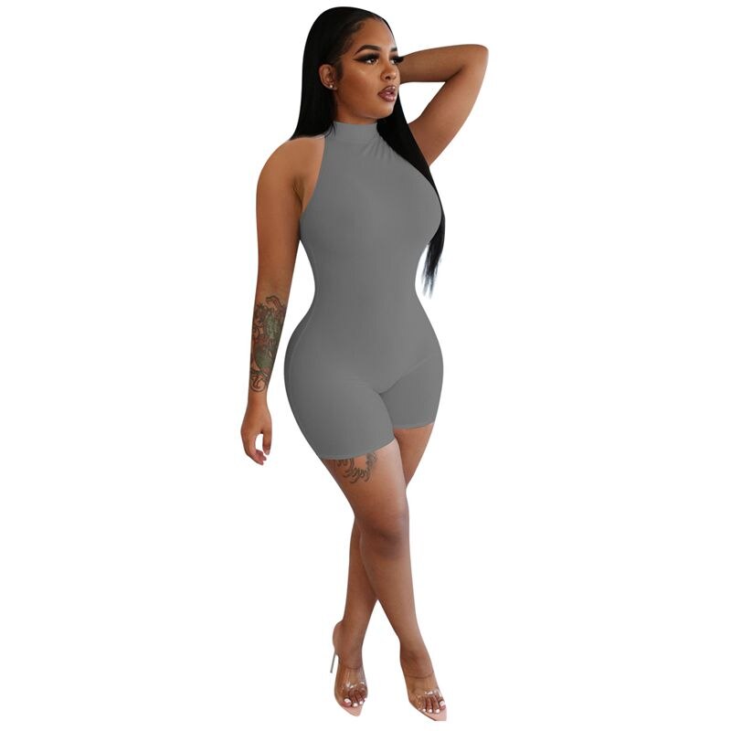 HAOYUAN Sexy Rompers Womens Jumpsuit Biker Shorts 2020 Summer Clothes Ladies One Piece Body Overalls Sleeveless Bodycon Playsuit