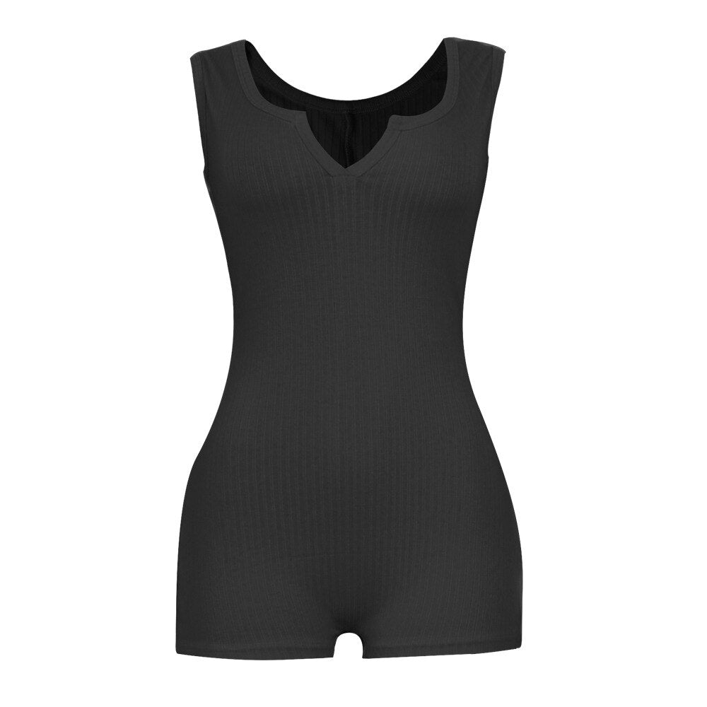hirigin Fitness Casual Playsuit Bodysuit Women Clothes Sleeveless V-neck Rompers Women Jumpsuit Shorts Sportwear Overalls 2021