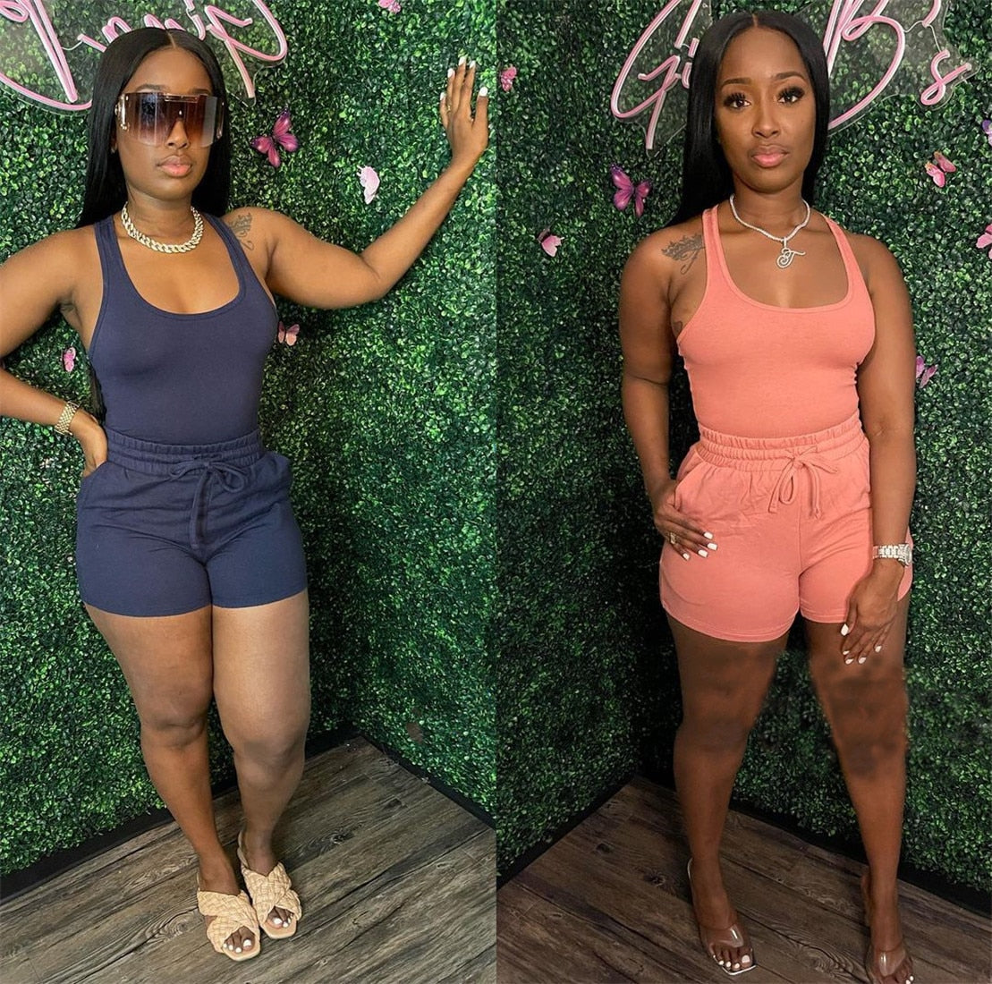 Summer Sleeveless Tank Top Shorts Set Two Piece Set Womens Outifits Jogger Suit Tracksuit Women Casual Party Club 2pcs Outfits