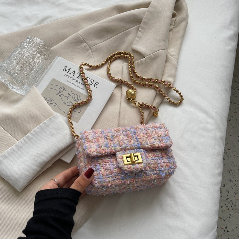 Cute Mini Woolen Shoulder Bag Design Branded Women Handbag Chain Fashion Crossbody Bag 2022 Hit Winter New Party Clutch