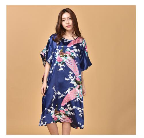 Plus Size Black Women's Summer Lounge Robe Lady New Sexy Home Dress Rayon Nightgown Large Loose Sleepwear Bathrobe Gown S002-B