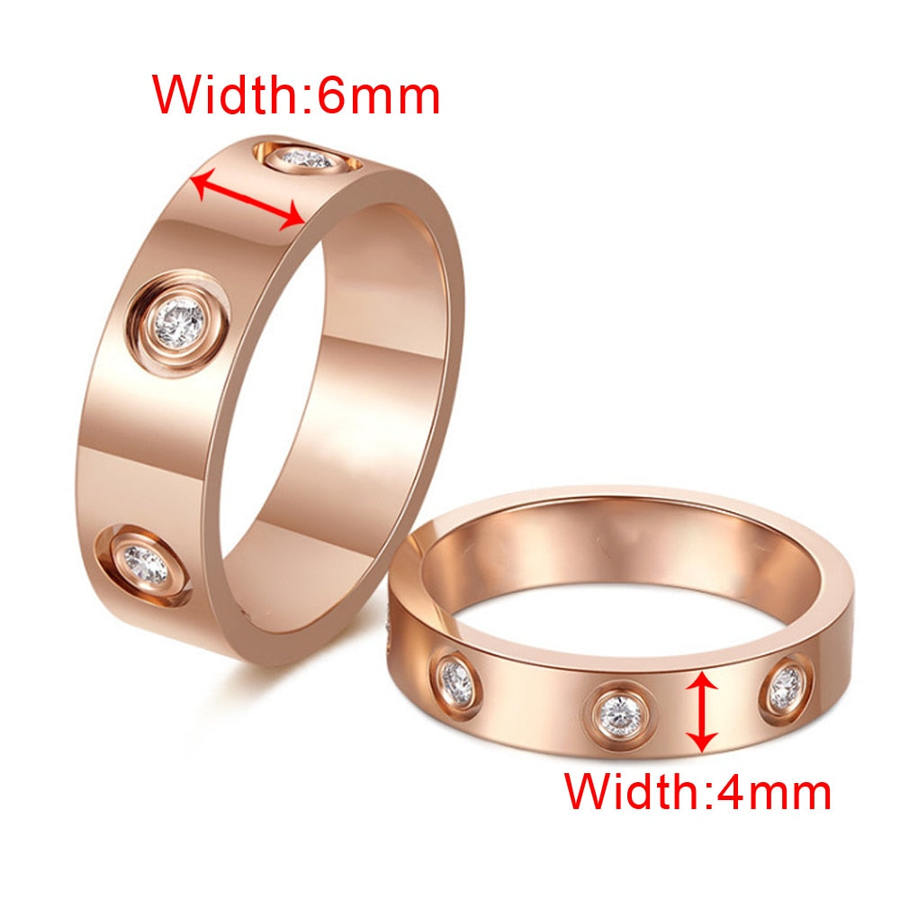 2021 Hot Stainless Steel Crystal Rings for Women Fashion Titanium Bague Femme Wedding Engagement Ring Lover Luxury Brand Jewelry