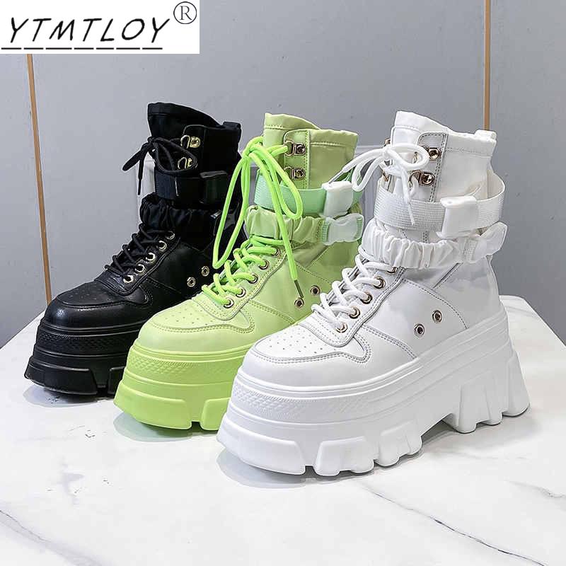 2022 Women's Height-increasing Thick-soled Boots Wedge Heel Lace-up Decorative Women's Shoes Fashion Winter Women's Boots