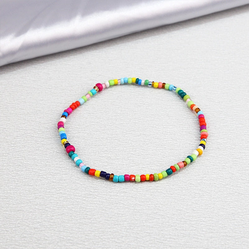 Color Rice Beads Ankle Bracelet Bohemian Mixed Irregular Beads anklets for Women Leg Bracelet Beach seaside Foot Fashion Jewelry