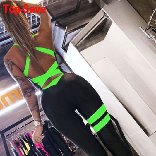 High Quality Bandage Active Women Jumpsuit Workout Clothes Sports Pants Sexy Backless Tracksuit Mujer Fitness Running Overalls