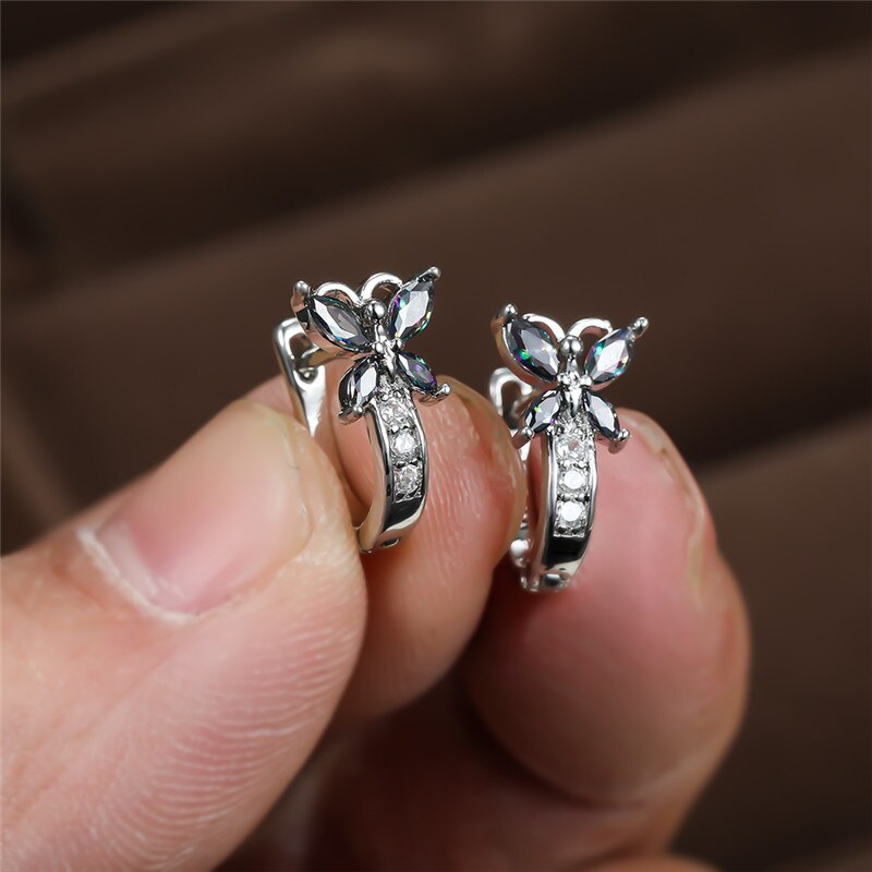 Blaike Cute Butterfly Hoop Earrings For Women AAA Zircon Gold Earring Charming Female Wedding Party Jewelry Birthday Gifts