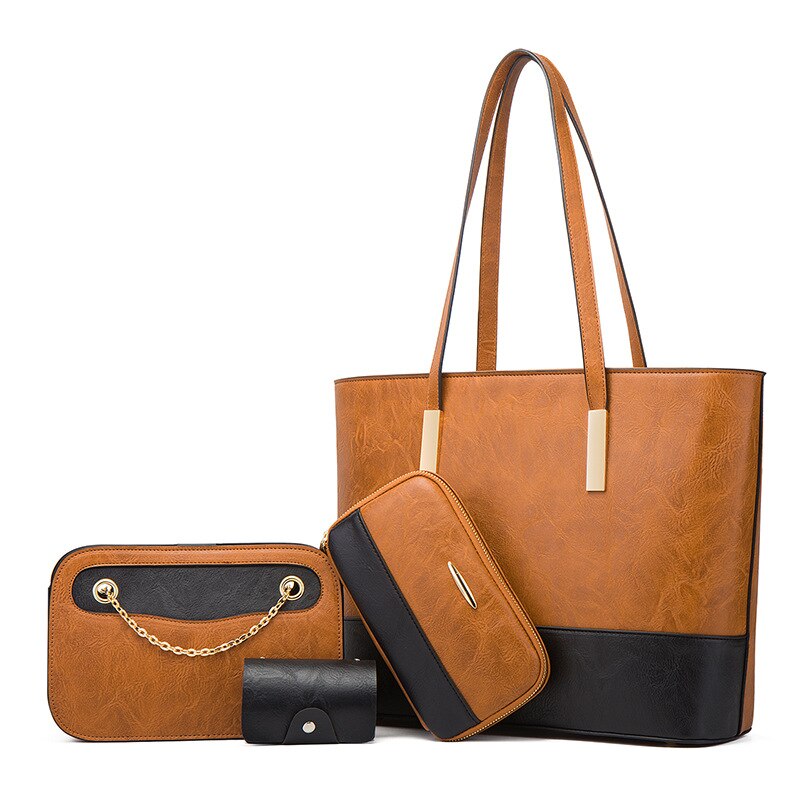 Fashion Pu Leather Women Handbags High Quality Ladies 4 Pieces Set Shoulder Messenger Bags Designer Female Tote Crossbody Bag