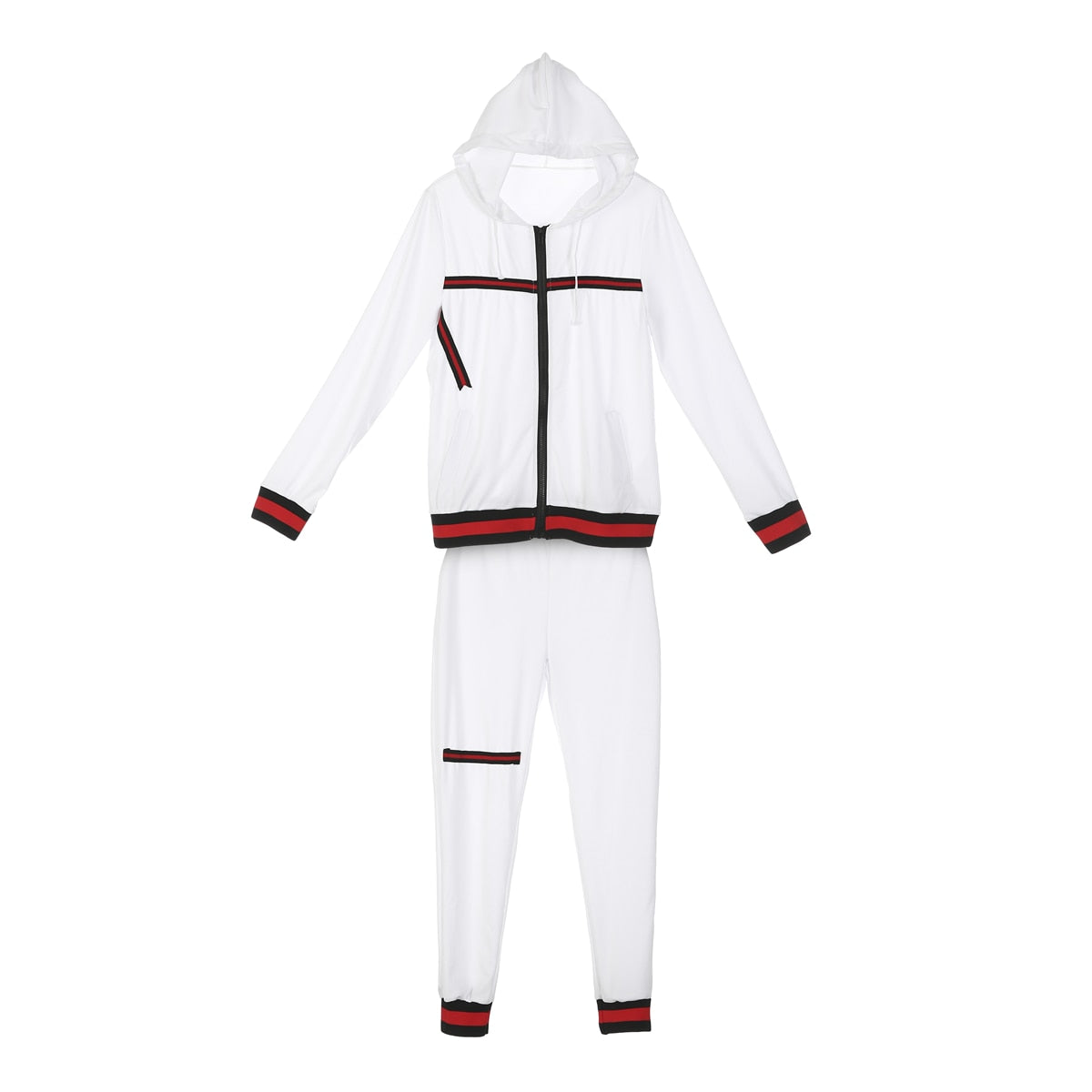 2021 Autumn Women's Sportswear 2pcs Women's Hooded Long Sleeve Zip Crop Tops Long Pants Trousers Loose Casual Clothes Set