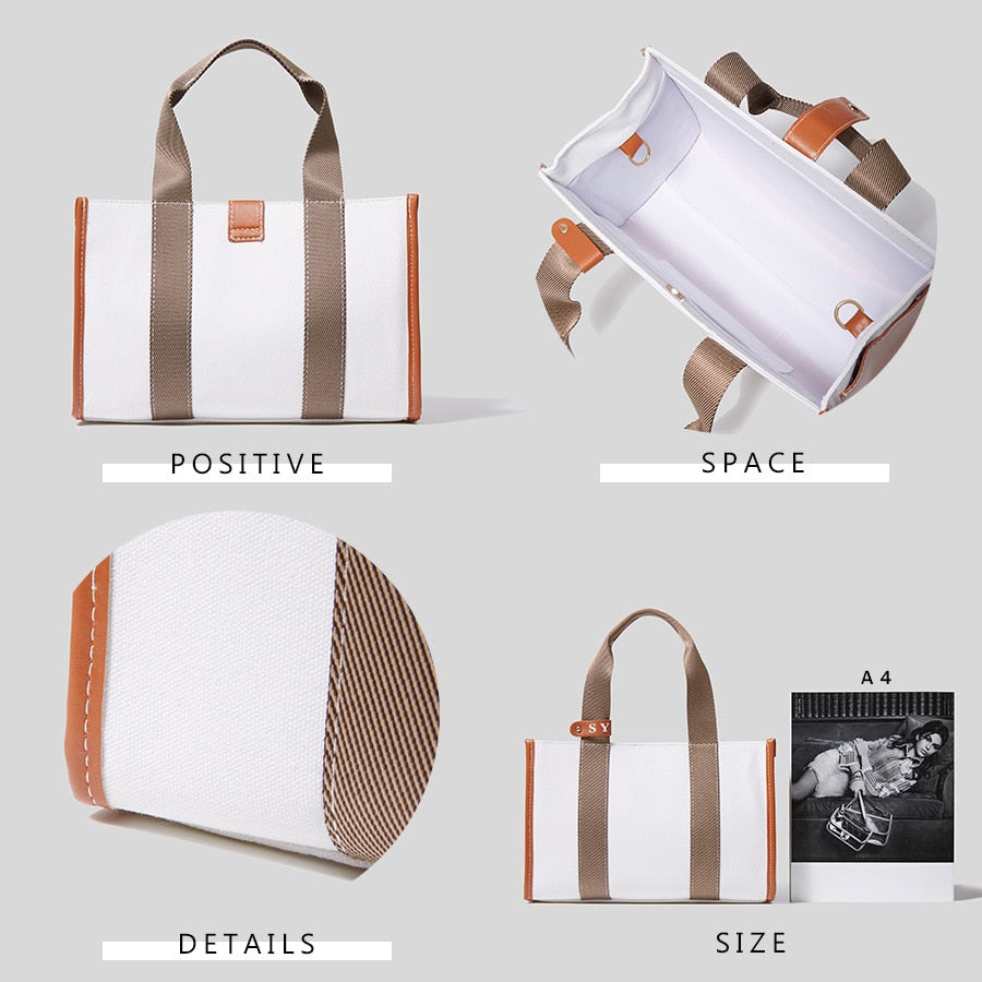 Casual Striped Canvas Large Tote Bag Designer Women Handbags Luxury Shoulder Crossbody Bags Big Shopper Purse Travel Sac Ol 2022