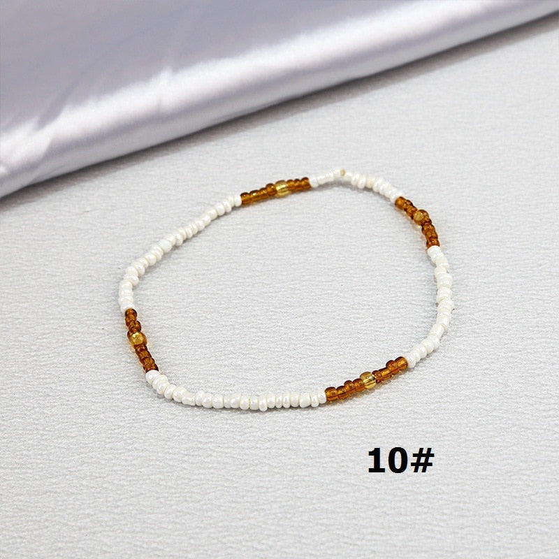 Color Rice Beads Ankle Bracelet Bohemian Mixed Irregular Beads anklets for Women Leg Bracelet Beach seaside Foot Fashion Jewelry