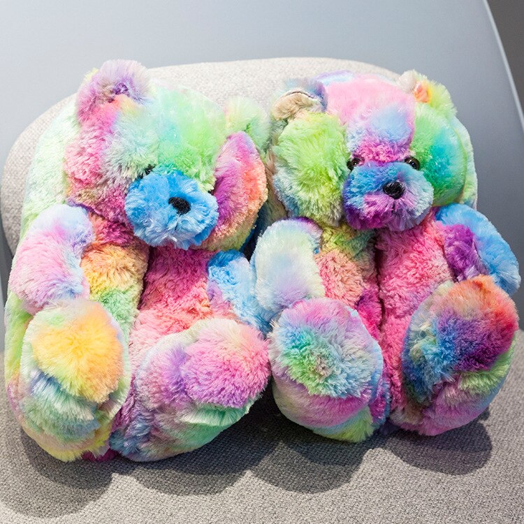 Winter Warm House Shoes Women Teddy Bear Slippers Anti-slip Soft Home Indoor Slipper Ladies Cute Cartoon Funny Slippers Ladies