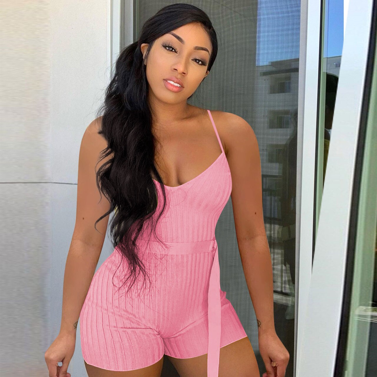Women's Jumpsuits Solid Color Tunic Stretch Clothing Sleeveless Pink Tops Outdoor Club Elegant Street Riding Tights