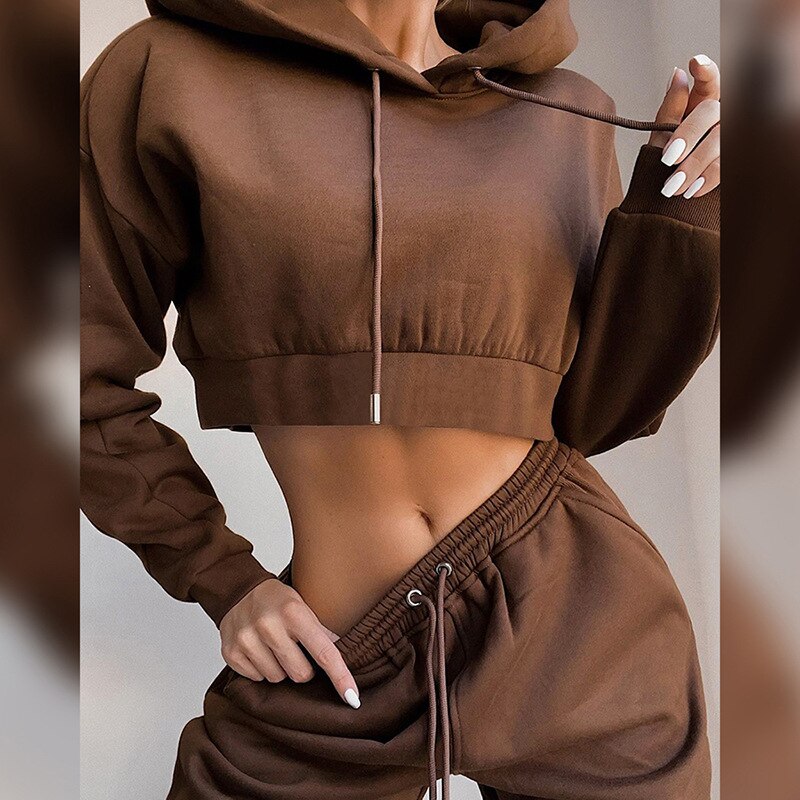 2021 Winter Fashion Outfits for Women Tracksuit Hoodies Sweatshirt and Sweatpants Casual Sports 2 Piece Set