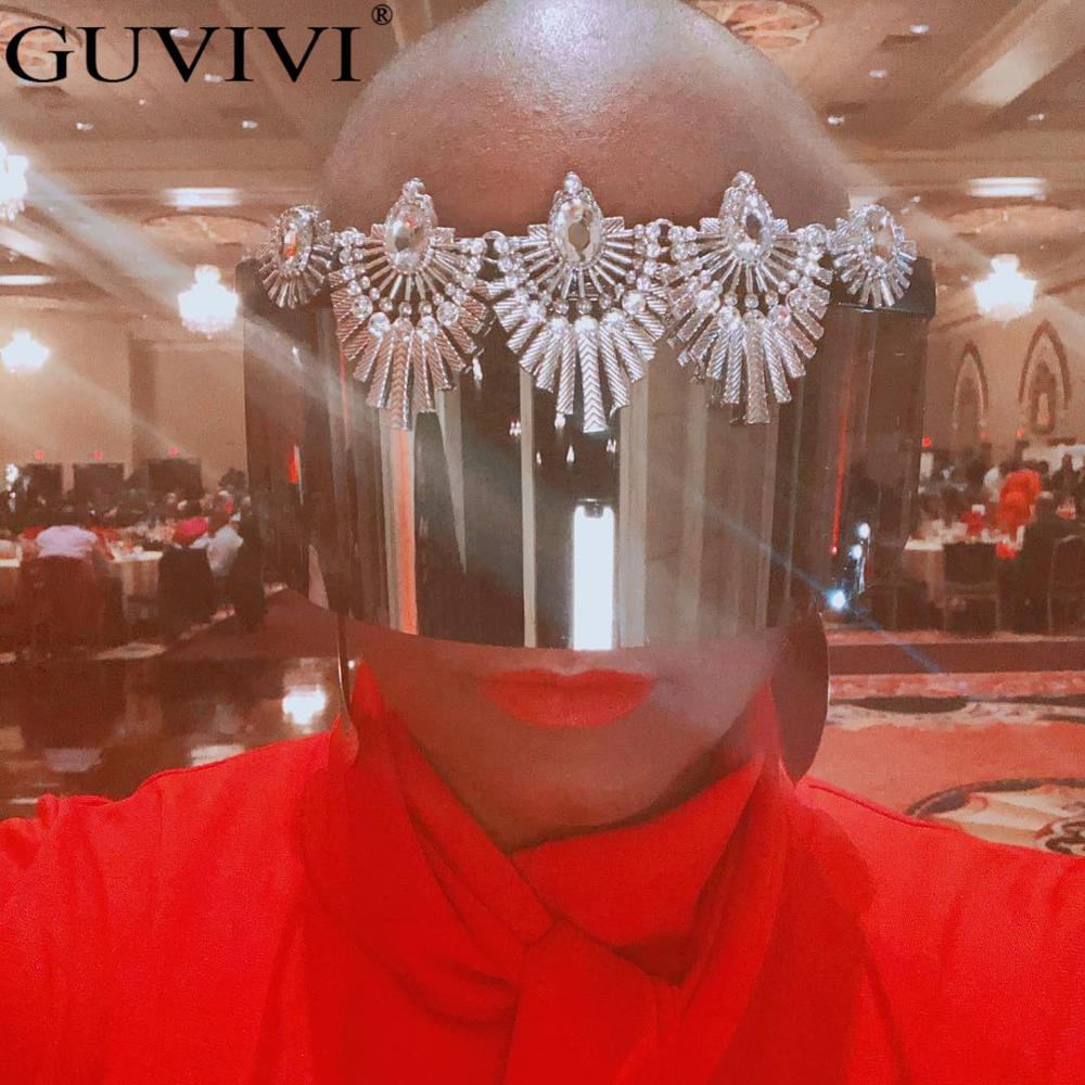 Luxury Brand Goggle Sunglasses Women 2020 One Piece Diamond Sunglasses Rhinestone Sunglasses Mask Men Eyewear Oversized Mirror