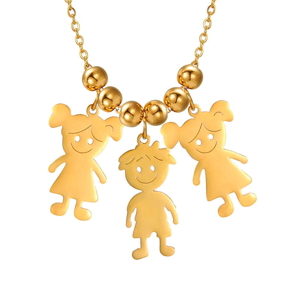 Lemegeton Personalized Custom Name Children Necklace For Women Stainless Steel Engraved Family Necklaces Kids Mother Jewelry