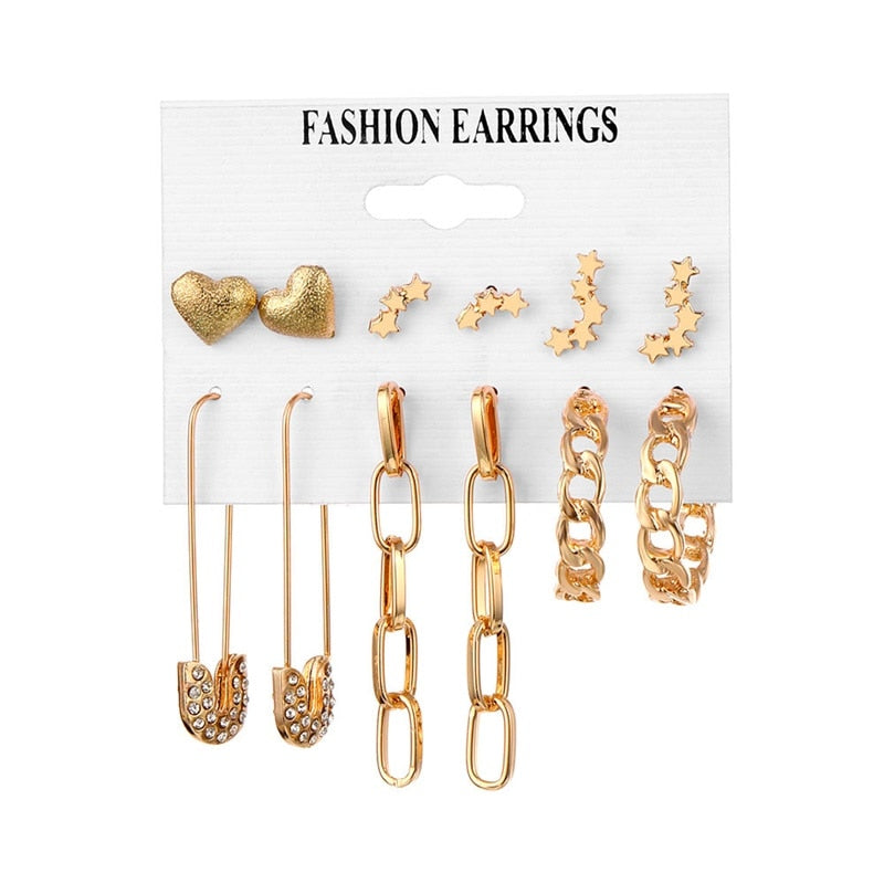 FNIO Statement Gold/Sliver Big Bamboo Circle Hoop Earrings For Women Hip Hop Earrings set Classic Jewelry 3pcs/set